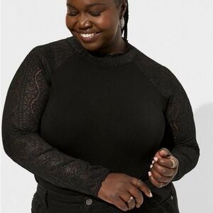 Torrid Elegant Black Lace Sleeve Top